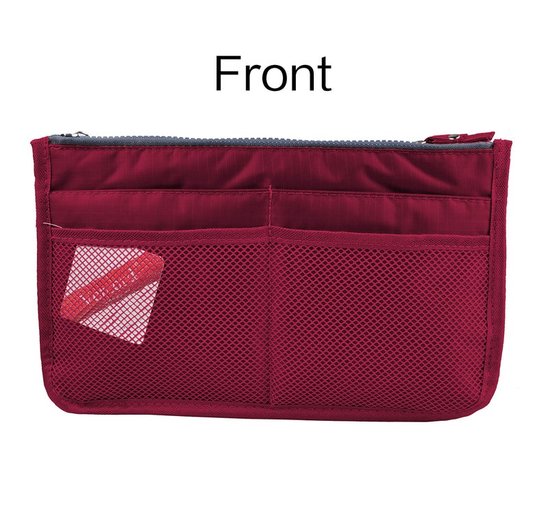 Vercord Updated Purse Handbag Organizer Insert Liner Bag in Bag 13 Pockets Burgundy Large - Image 4